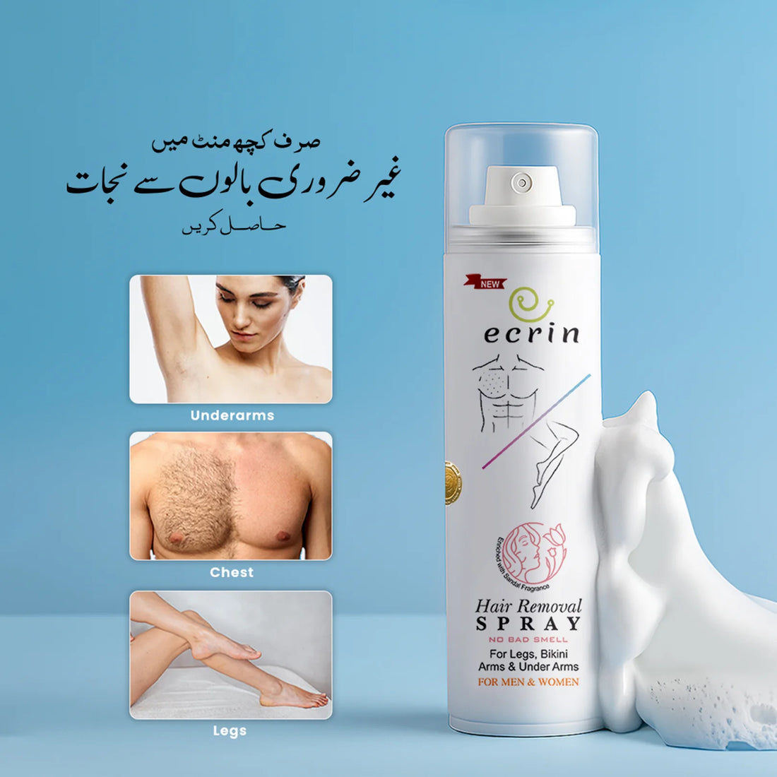 Ecrin Hair Removal Spray for Men and Women